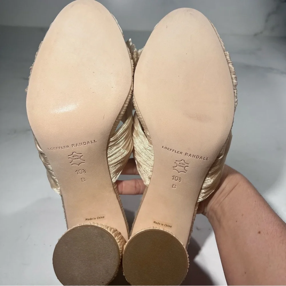 Loeffler Randall Penny Almond Pleated Fabric Knot Mule Heel Sandals - Picture 8 of 8